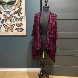 Plum cut velvet kimono